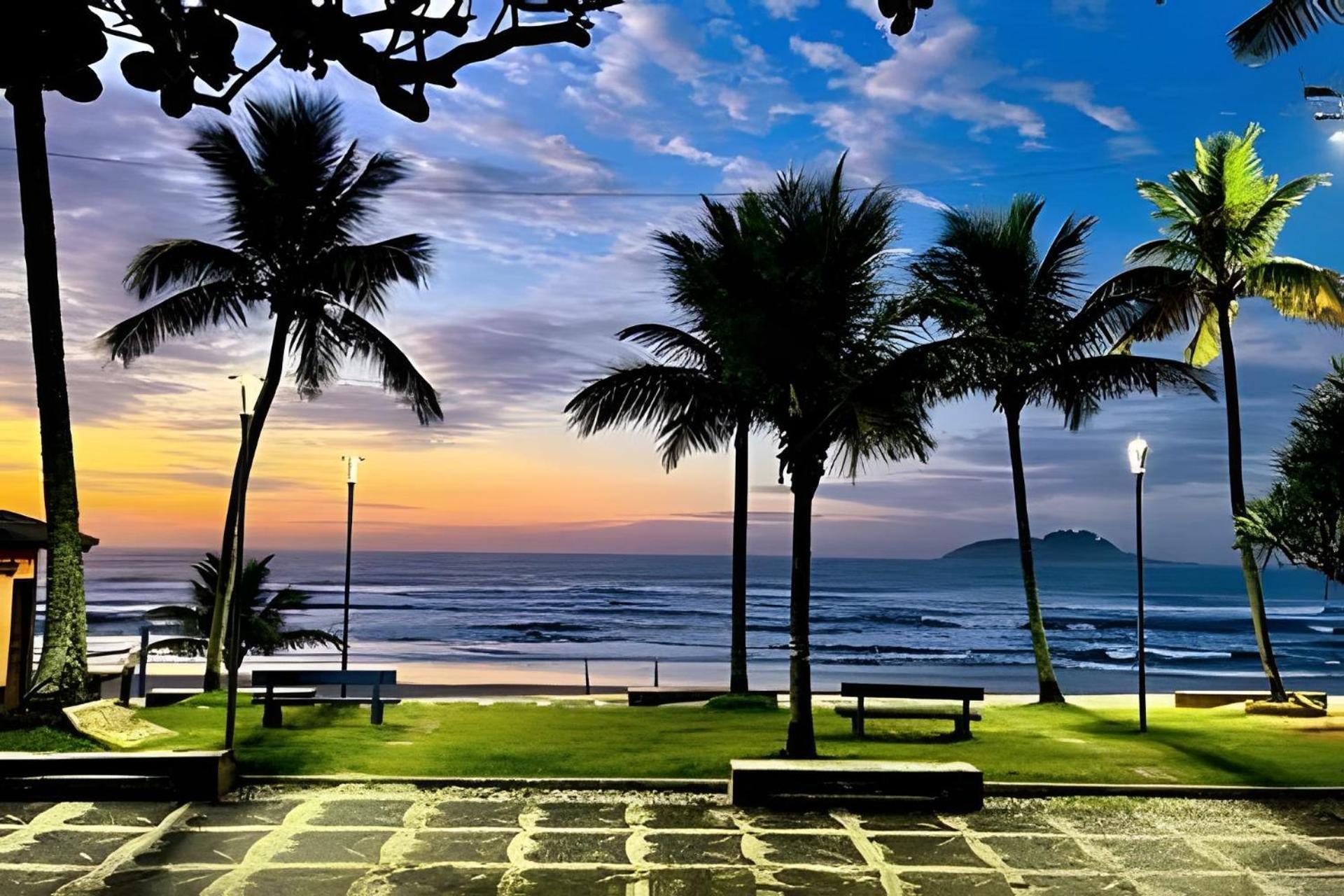 25C - Pe Na Areia Da Praia Do Tombo + Roupas De Cama + Vivo Fibra Guarujá Exterior foto